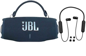 JBL Charge 6 Portable Waterproof Bluetooth Speaker (Blue) with Wireless In-Ear Headphones JBL Charge 6 Portable Waterproof Bluetooth Speaker (Blue) with Wireless In-Ear Headphones