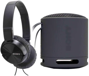 Sony XB100 Portable Waterproof Bluetooth Speaker (Black) with On-Ear Wired Headphones (Black) Sony XB100 Portable Waterproof Bluetooth Speaker (Black) with On-Ear Wired Headphones (Black)