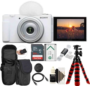 Sony ZV-1F Vlogging Camera for Content Creators and Vloggers (White) with All You Need Accessory Bundle Sony ZV-1F Vlogging Camera for Content Creators and Vloggers (White) with All You Need Accessory Bundle