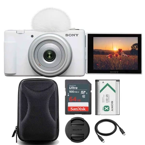 Sony ZV-1F Vlogging Camera for Content Creators and Vloggers (White) with 64GB Ultra SDXC UHS I Memory Card and Camera Case Sony ZV-1F Vlogging Camera for Content Creators and Vloggers (White) with 64GB Ultra SDXC UHS I Memory Card and Camera Case