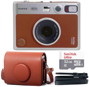 FUJIFILM INSTAX MINI EVO Hybrid Instant Camera (Brown) with 32GB Ultra UHS-I microSDHC Card and Case FUJIFILM INSTAX MINI EVO Hybrid Instant Camera (Brown) with 32GB Ultra UHS-I microSDHC Card and Case