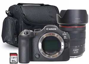 Canon EOS R6 Mark III Camera with RF 24-105mm f/4L IS USM Lens and 64GB Memory Card, Case Canon EOS R6 Mark III Camera with RF 24-105mm f/4L IS USM Lens and 64GB Memory Card, Case
