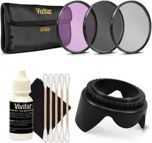 Vivitar 58mm Professional Filter Kit with Tulip Lens Hood for 58mm Lenses