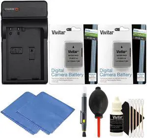 Replacement Battery for EN-EL14 Battery (2x) + Charger with Cleaning Kit