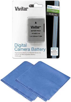 Vivitar EN-EL14a Battery + Cleaning Cloth for Nikon D3300 D3200 D3100