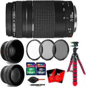 Canon EF 75-300mm f/4-5.6 III Lens for Canon EOS SL1 20D 60D + 24GB Accessory Kit