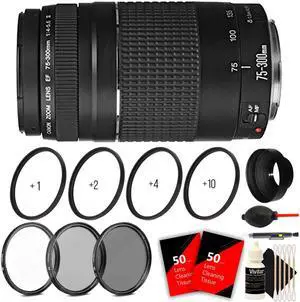 Canon EF 75-300mm f/4-5.6 III Lens + 58mm Accessory Bundle for Canon 1200D 1300D