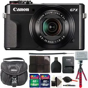 Canon G7X Mark II PowerShot 20.1MP BLACK Digital Camera with 24GB Accessory Kit Black