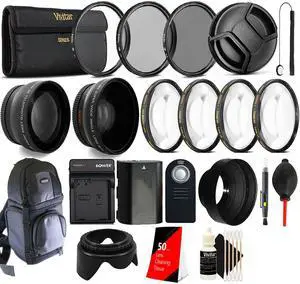 Vivitar 58mm Top Accessory Lens Kit + Replacement LP-E6 Battery for Canon EOS 7D Mark II, 7D, 5D Mark II, 5D Mark III, 5D Mark IV, 5DS, 5DS R