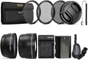 Vivitar 58mm Lens Accessory Kit Bundle + Replacement LP-E6 Battery for Canon EOS 7D Mark II, 7D, 5D Mark II, 5D Mark III, 5D Mark IV, 5DS, 5DS R, 60D, 60Da, 70D, and 6D Cameras