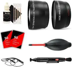 Vivitar 52mm Wide Angle & Telephoto Lens Kit for Canon EOS T5 & All Canon DSLR Camera