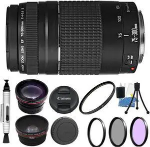 Canon Zoom Telephoto 75-300mm f/4.0-5.6 III Lens for T3 T3i T5 T5I  60D 70D  Kit