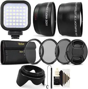 58MM Professional Lens Filter Accessory Kit + Compact LED Light for CANON EOS 550D 500D 450D 400D