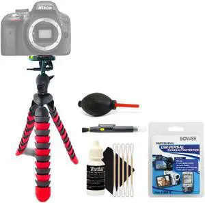 Vivitar Flexible Tripod + Top Cleaning Accessory Kit for Nikon D500 and D5300
