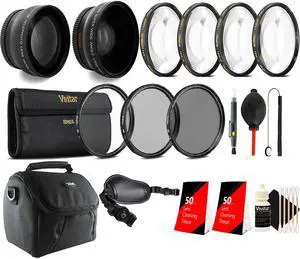 58mm Wide Angle + Telephoto + UV CPL ND Lens + Macro Kit + DSLR Hand Grip + Remote Control+ Lens Pen + Dust Blower + 100 Lens Tissue + Case + Cap Holder + 3pc Cleaning Kit