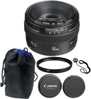 Canon EF 50mm f/1.4 USM Lens + 58mm UV Filter + Pouch + Lens Cap Holder