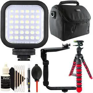 Bower Digital Compact LED Video Light with Accessory Bundle