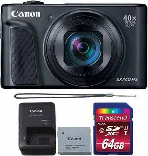 Canon PowerShot SX740 HS 20.3MP Digital CameraBlack with 64GB Memory card