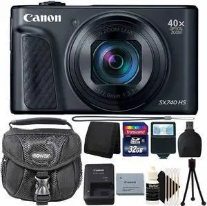 Canon PowerShot SX740 20.3MP Digital Camera Black+ 32GB Deluxe Accessory Package