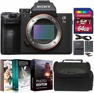 Sony Alpha a7 III Mirrorless 24MP Wi-Fi Digital Camera (Body Only) + 64GB Card + Photo Editor Bundle + Case