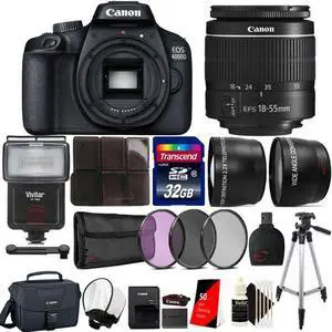 Canon EOS 4000D 18MP Wi-Fi / NFC DSLR Camera with 18-55mm lens + SF-4000 Ultimate Accessory Kit
