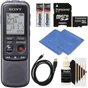 SONY ICDPX240 Mono 4GB Digital Voice Recorder with 32GB MicroSD Memory Card  Cleaning Kit