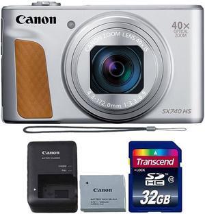 Canon PowerShot SX740 20.3MP 20.3MP HS Digital Camera Silver + 32GB Memory Card