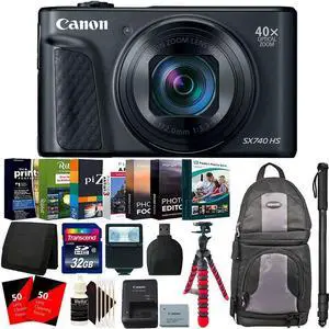 Canon PowerShot SX740 HS Digital Camera with 62 inches Monopod + Accessory Kit