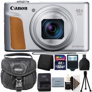 Canon PowerShot SX740 20.3MP 20.3MP HS Digital Camera Silver + 32G Card + Top Accessory Kit
