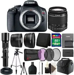 Canon EOS Rebel T7 24.1MP Digital SLR Camera with 18-55mm + 500mm Lens Accessory Kit