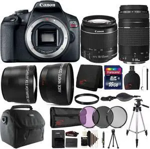 Canon EOS Rebel T7 24.1MP Wi-Fi DSLR Camera with 18-55mm + 75-300mm Lens + 16GB Accessory Bundle