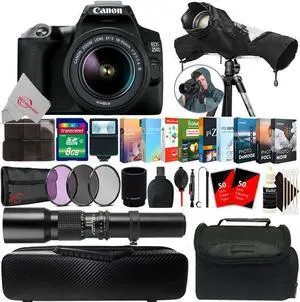 Canon EOS 250D Rebel SL3 24.1MP DSLR Camera with 18-55mm & 500mm Lens Accessory Kit