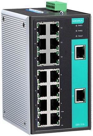 Moxa EDS-316 - Industrial Unmanaged Ethernet Switch with