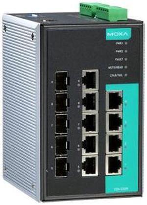 EDS-G509-T - Managed full Gigabit Ethernet switch with 4 10/100/1000BaseT(X) ports, and 5 combo 10/100/1000BaseT(X) or 100/1000B