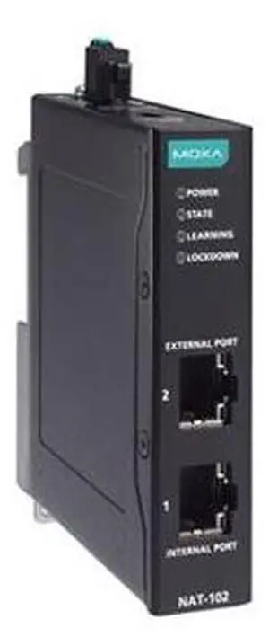 Moxa NAT-102 - 2-port industrial Network Address Translation (NAT) devices, -10 to 60 Degree C operating temperature