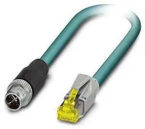 Moxa CBL-M12XMM8PRJ45-BK-200-IP67 - Phoenix Contact 8-pin male X-coded M12-to-RJ45 Cat.5e UTP gigabit Ethernet cable, 2 meter, I