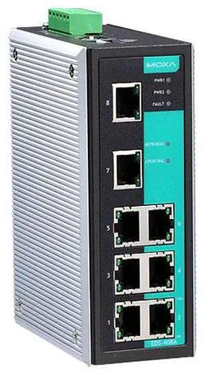 Moxa EDS-408A-T - Entry-level managed Ethernet switch with 8 10/100BaseT(X) ports, -40 to 75 degree C operating temperature