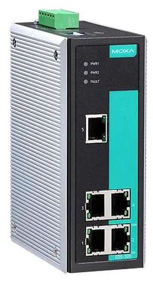 Moxa EDS-305 - Industrial Unmanaged Ethernet Switch with 5 10/100BaseT(X) ports, 0 to 60  Degree C