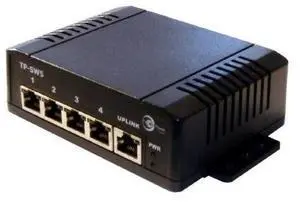 Tycon Systems TP-SSW5-NC - 12-56V 5 port High Power (2A/port) POE 10/100BASET switch. POE voltage = Input voltage. Non IEEE 802.