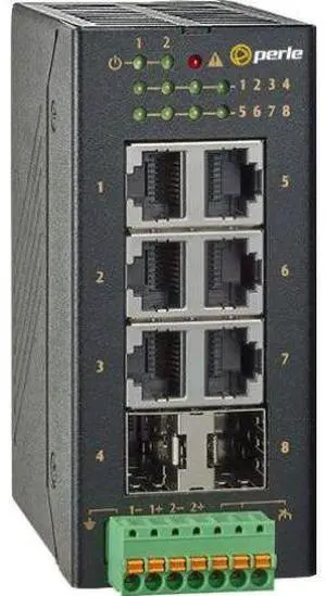 07017480 IDS-106FE-2SFP - Industrial Switch with 8-ports: 6 x 10/100Mbps RJ45 Ethernet ports and 2 x 100Mbps SFP slots (empty).