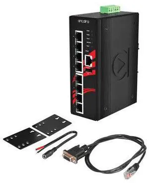Antaira LMX-0800G-T - 8-Port Industrial Gigabit Light Layer 3 Managed Ethernet Switch, w/8*10/100/1000Tx Ports, EOT -40~75C