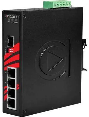 Antaira LNX-0501G-SFP-T - 5-Port Industrial Unmanaged Ethernet Switch, w/4*10/100/1000Tx + 1*100/1000 SFP Slot; EOT: -40~75C