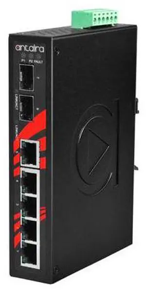Antaira LNX-0702G-SFP - 7-Port Industrial Gigabit Unmanaged Ethernet Switch, with 5*10/100/1000Tx and 2*100/1000 SFP Slots
