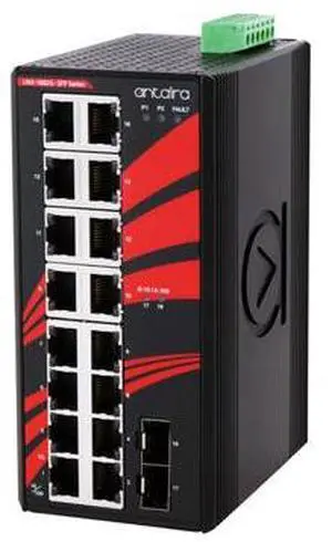 Antaira LNX-1802G-SFP - 18-Port Industrial Gigabit Unmanaged Ethernet Switch, w/16*10/100/1000Tx + 2*100/1000 SFP Slots