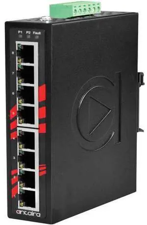Antaira LNX-800AG-T - 8-Port Industrial Gigabit Unmanaged Ethernet Switch, w/8*10/100/1000Tx, EOT: -40C to 80C
