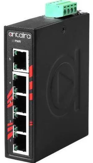 Antaira LNX-C500G-T - Compact 5-Port Industrial Gigabit Unmangaed Ethernet Switch, w/5*10/100/1000TX; EOT: -40 to 75C