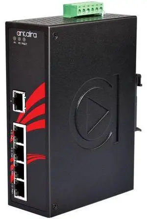 Antaira LNP-0500G-24 - 5-Port Industrial Gigabit PoE+ Unmanaged Ethernet Switch, w/4*10/100/1000Tx (30W/Port) + 1*10/100/1000Tx,