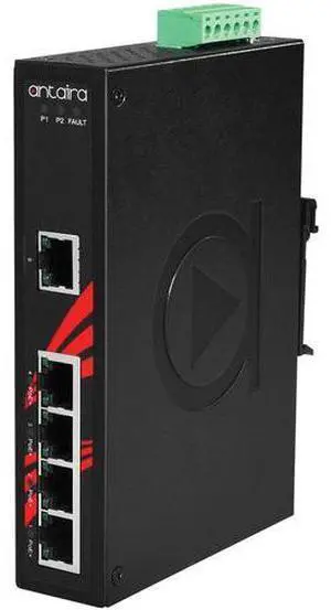 Antaira LNP-0500G-T - 5-Port Industrial Gigabit PoE+ Unmanaged Ethernet Switch, w/4*10/100/1000Tx (30W/Port) + 1*10/100/1000Tx w