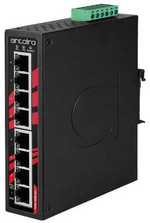 Antaira LNP-0800G-T - 8-Port Industrial PoE+ Gigabit Unmanaged Ethernet Switch, with 8*10/100/1000Tx (30W/Port), 48~55VDC Power