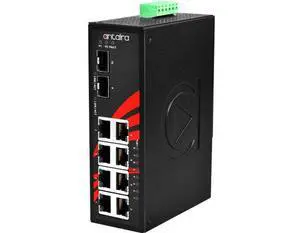 Antaira LNP-1002G-SFP-T - 10-Port Industrial PoE+ Unmanaged Ethernet Switch, w/ 8*10/100/1000Tx (30W/Port) + 2*100/1000 SFP Slot